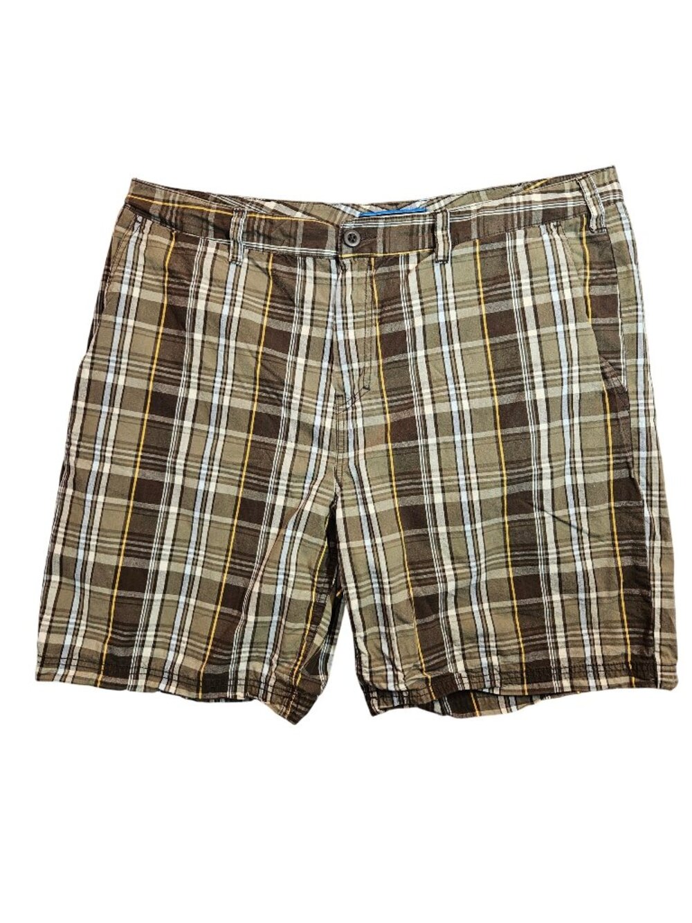 Croft & Barrow Plaid Mens 38 Shorts Brown Ivory Cotton Casual hipster vacation